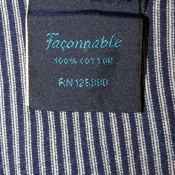 Faconnable Men’s | 100% Cotton Short Sleeve Front Pocket Polo Navy Stripes | XL - Picture 5 of 8